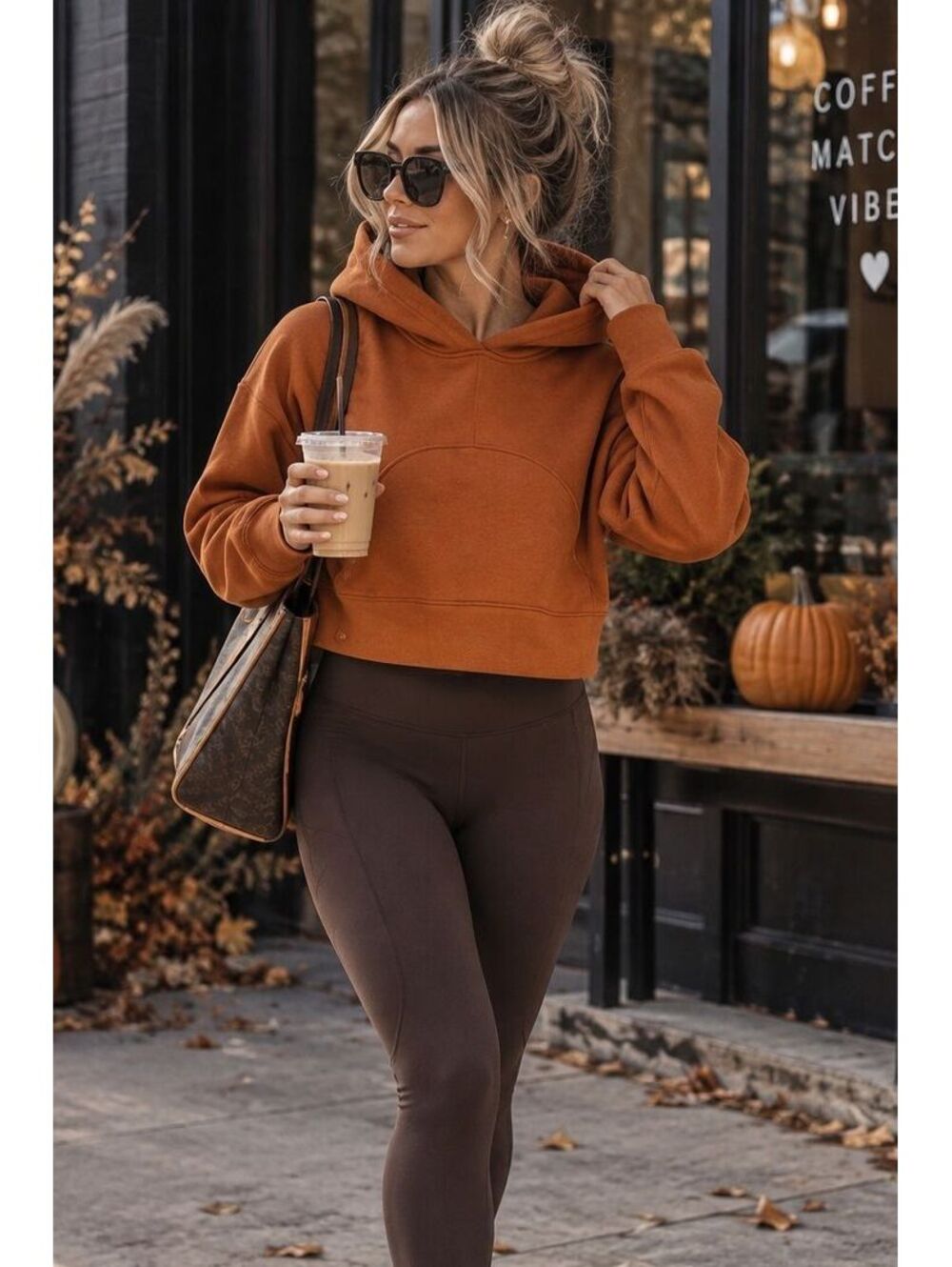 Lululemon Cropped Pullover Hoodie Size 4 Burnt Orange Rust Curved Seam
